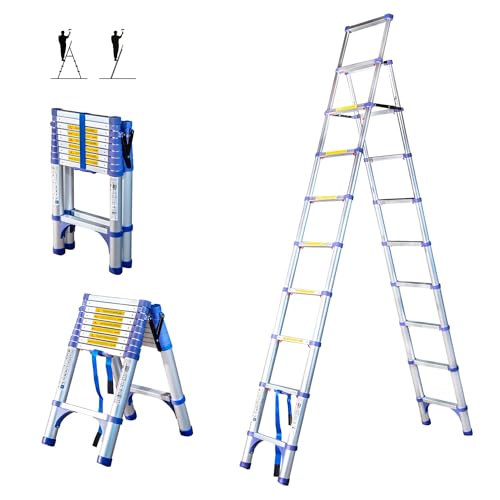HOSTRÖM Escabeau 10 marches telescopique EXTENDACT10, Echelle telescopique 2.9m+2.6m, escabeau Pliable télescopique, H Max Travail 4,4m, Garantie 5ans