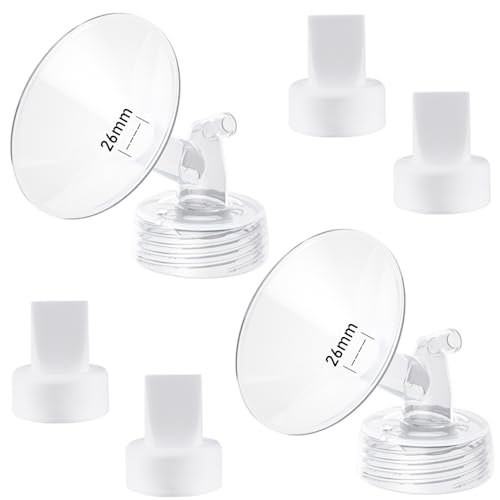 Image of 6 Piece Pump Part Set, 2pcs 26mm Flange and 4pcs Duckbill Valve Compatible with Spectra S1 S2 S9 Plus Synergy Gold Breast Pump, for Spectra Accessories Replacement