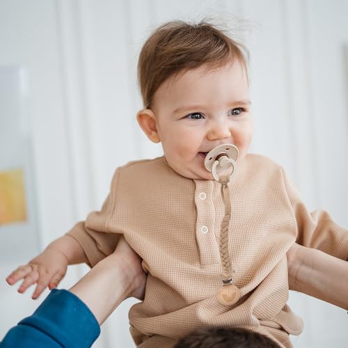 CLDY Baby Schnullerkette Clip, Schnullerkette Junge, Schnullerkette mädchen, Schnullerkette Stoff, Cup Catcher, Trinkbecher Halteriemen für Kinderwagen/Babytrage/Autositz, Schnullerband (4 Pack)