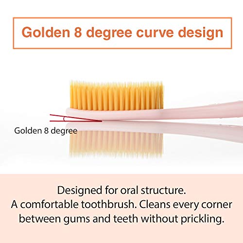 Wangta Toothbrush 4Pcs, Twice As Wide As Regular Brush Head, Wide Toothbrush, Long Brush Head, More Comfortable And Easier Brushing (Golden Brush) #TOP4