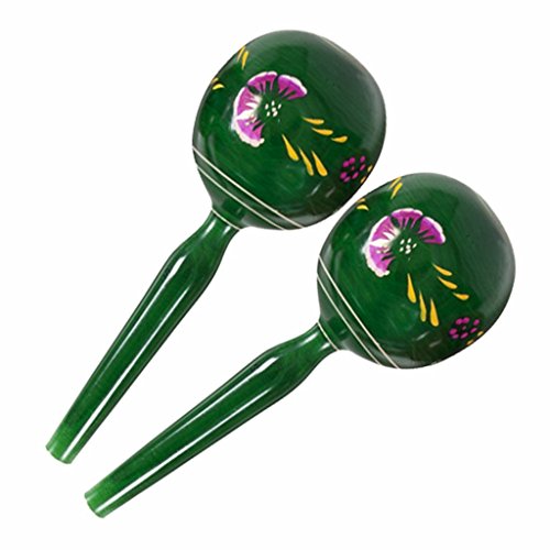 Hand Painted Large Wood Maraca - 11 inches - Green