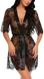 Avidlove lace Nightgown Women Kimono Robe Floral Lace Babydoll Lingerie Sheer Mesh Nightgown
