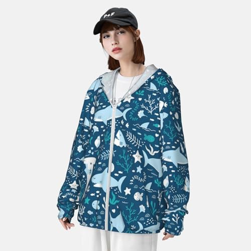 Sweat anti-UV KIROJA manches longues à capuche imprimé poisson - 5