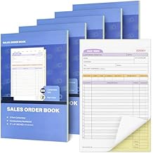 ESSENTIAL Sales Order Book, 2 Part Carbonless Copy, White and Canary, 5.56 x 8.75 Inches, 5 Pack, 50 Units per Book