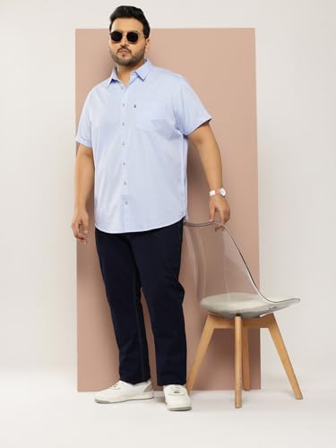 Image of Thomas Scott Men's Premium Slim Fit Casual Shirt | 100% Cotton Twill | Short Sleeves | Spread Collar | Solid Smart Casual Shirt for Men