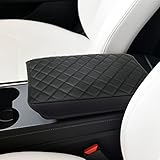 HOOMIN Black Car Center Console Cover for Tesla Model 3 & Y, PU Leather Car Center Armrest Protection Cushion, Elbow Pad