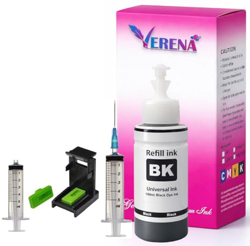 Image of VERENA Refill Kit Compatible for Canon Pixma E470, E470, E477, E400, E410, E417, E560, E3370, E4570, MG2577S Printers Cartridges (1BK & 1Syring,Suction Tool)