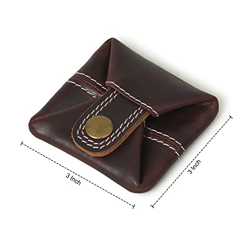 Leather Coin Pouch Change Holder Mini Pocket Wallet For Men Women (Black Cherry Ghost, Pack Of 1) #TOP2