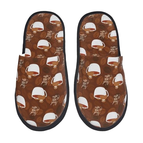 Cute Sloths Bear Relaxing In Coffee Cup Print Women Slippers Home Furry Shoes Keep Men Couples Shoes Warm For Women-