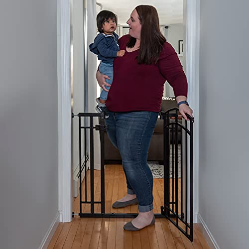 Summer Multi-Use Decorative Extra Tall Walk-Thru Safety Pet And Baby Gate, 28.5"-48" Wide, 36" Tall, Pressure Or Hardware Mounted, Install Wall To Wall In Doorway Or Stairway, Auto Close Door - Black #TOP3