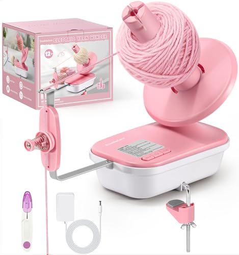 Electric Yarn Winder for Crocheting High Speed Upgrade Three Gears Adjustable 4-10oz Large Capacity Automatic Yarn Ball Winder Spinner The Helper for Knitting Enthusiast Pink