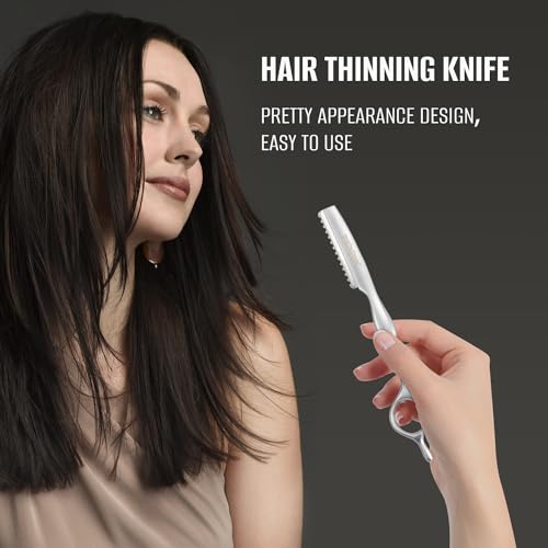 FEISIER Stainless Steel Hair Thinning Styling Razors for Cutting Hair, Texturizing Cutting Razor for Salon and Home,10 PCS Sharp Blades Included
