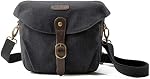 Camera Bag, BAGSMART SLR DSLR Canvas Camera Case, Vintage Padded Camera Shoulder Bag with Rain Cover for Women, Men, Black