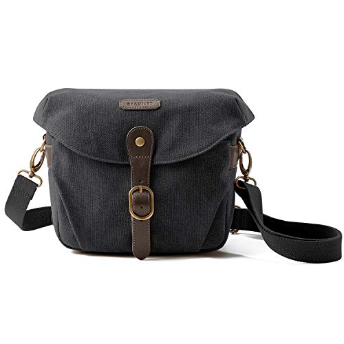 BAGSMART Camera Bag, SLR DSLR Canvas Crossbody Camera Case, Compact Camera Shoulder Bag with Rain Cover for Women and Men, Black by BAGSMART - Used condition - US$23.48