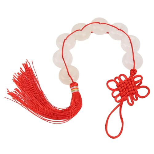 White Jade Pendant with Red Rope Pure Color Eight White