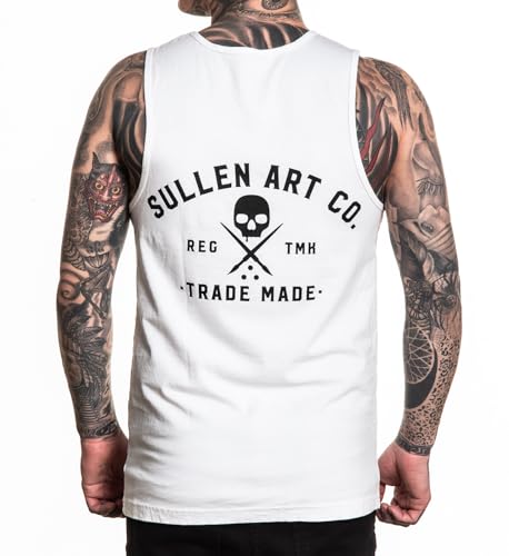 Sullen Men's Elemental Tattoo Lifestyle Graphic Art Premium Sleeveless Tank Top White