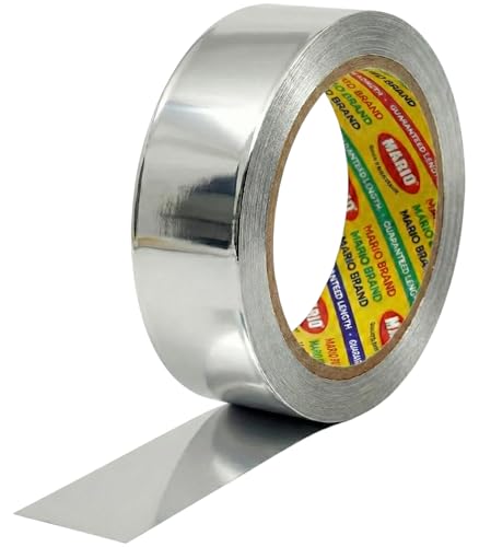 Image of Mario Aluminium Foil Tape - Silver Tape - 24mm (1 inch) Width, 20mtr Length-1 Roll - Heavy-Duty Foil Tape for Air Duct Sealing, HVAC, AC Ducting, Pipe Insulation & High-Temperature Applications
