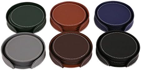 Læder – Set of 6 Round Saucers – Dark Blue