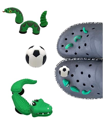 tikono Dijes decorativos de cocodrilo, serpiente y zapatos de pelota deportiva para zuecos, sandalias, zapatos de fiesta, paquete de accesorios de zapatos de animales para zuecos para mujeres,