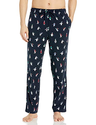 Nautica Men's Cozy Fleece Plaid Pajama Pant, Navy, Large