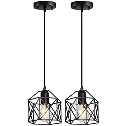 Suspension vintage lot de 2 pour éclairer efficacement un îlot de cuisine sombre