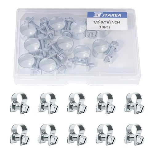 JTAREA 13-15MM Mini Collier de Serrage pour Tuyau Réglables Collier Durite Essence Colliers de Serrages Metallique pour Conduite de Carburant Tuyau...