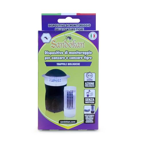 Sandokan, Dispositivo di Monitoraggio Zanzare e Zanzare Tigre, Pack 4 Piastrine Attrattive Senza Insetticidi – Esca Biologica per Elettroinsetticidi e Lampade Antizanzare – Made in Italy