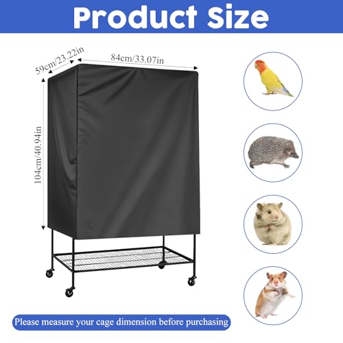 Image of Xthrotsenk Universal Bird Cage Cover 33 inchx23 inchx41 inch Large Good Night Black-Out Birdcage Cover Durable Bird Cage Covers for Parrot Parakeet(Black)