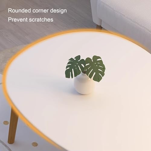 Table basse ovale blanche 40x60cm pour salon moderne et petit espace