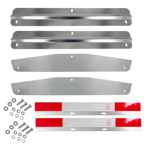 ANAQA Pair 24 Stainless Steel Mud Flap Weights and Backing Plate 4 Pack with Aluminum Reflectors for Semi Trucks Trailers