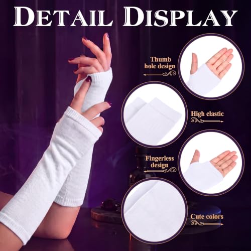 Image of Geyoga Striped Arm Leg Warmers Set Fingerless Gloves