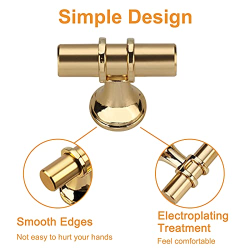 MOROBOR Brushed Brass Single Hole Knob, 10pcs Modern Style T Knobs Cabinet Bar Handle Pull Knobs - Image 4