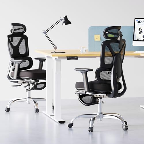 Image of FLEXISPOT ErgoX Premium Ergonomic Office Chair with Footrest- Adjustable 3D Armrests, Dynamic Lumbar Support, Recline & Tilt Function, Mesh Seat, for Home & Office Use,Black Foam