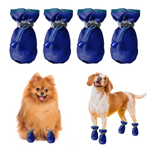 RICHDMI 4 Pezzi Scarpe per Cani, Scarpette Cane Taglia M L, Scarpette Protettive per il Cane Con Catarifrangente, Ideali per Non Scivolare Impermeabili, Facili da Mettere e Perfette per La Neve