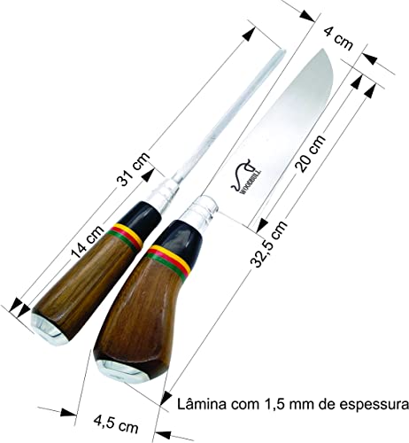 Kit Churrasco com Faca Chaira + Garra de Urso Reggae Town