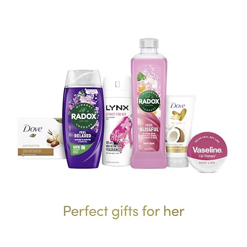 Radox, Lynx, Dove & Vaseline Self Care Collection Box 6 piece Gift Set with an Eye Mask, Body Wash, Bath Soak, Hand Cream, Lip Balm, Beauty Bar and Body Spray Deodorant - Image 5