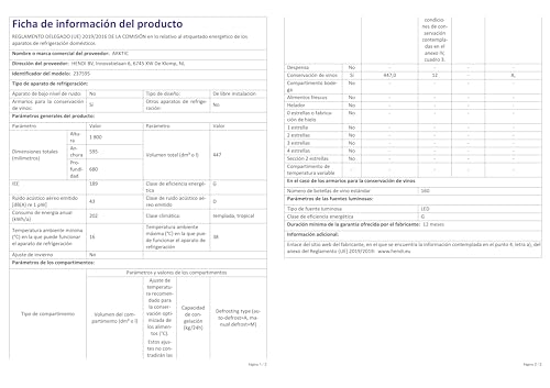 HENDI Weinkühlschrank, mit 2 Zonen, Getränkekühlschrank, Platz für 160 Flaschen, 447L, 220-240V, 150W, 595x685x(H)1795mm