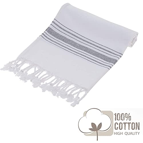 Barooga Hand Towels For Bathroom (Set Of 3) Turkish Towel Decorative Farmhouse Towels For Kitchen, Fringe Tea Dish Cloth Set, Quick Dry And Highly Absorbent (18 X 38 Inches) (Grey) #TOP4