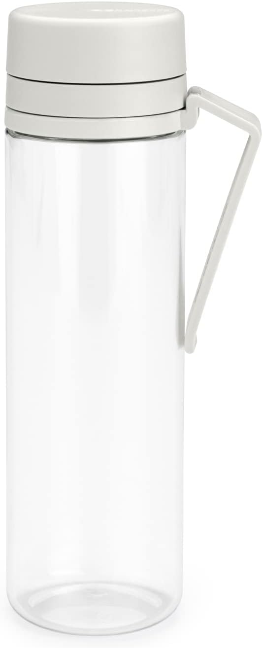 Brabantia Make & Take Water Bottle with Strainer 17oz - Travel Water Bottle with Handle & Fruit Sieve Infuser - Leakproof - Infuser - Easy Filling - Transparent - Dishwasher Safe - Light Gray