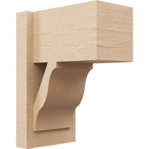 Ekena Millwork 8"W x 12"D x 16"H Funston Block Rough Cedar Woodgrain TimberThane Outlooker, Primed Tan