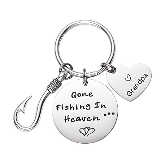 Memorial Gifts Keychain Still Riding in Heaven PAPA Grandpa Loss of Father Gift in Memory of Dad Grandfather Keyring (Gone Fishing in Heaven Grandpa)