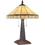Capulina Tiffany Table Lamp Bedside Reading Lamp 2-Light 16" Wide Cream Color Mission Art Style Desk