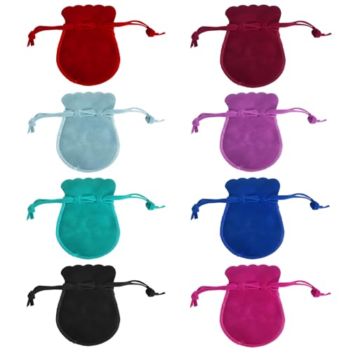 Zimoer 8 Pieces Velvet Drawstring Bags for Jewelry Gift Velvet Bags 9 x 7 cm