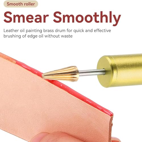 HERCHR Leather Edge Dye Pen, Edge Roller Applicator Leather Tools Leather Edge Printing Tool for DIY Craft (Gold) - Image 3
