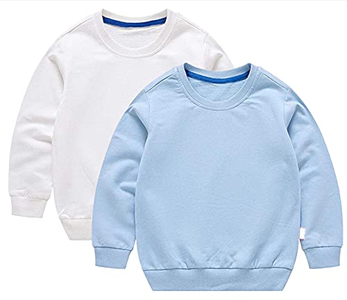 Image of HAXICO Unisex Kids Solid Cotton Thin Pullover Sweatshirt T-Shirt Toddler Baby Crewneck Long Sleeve Tshirts Tops Blouse