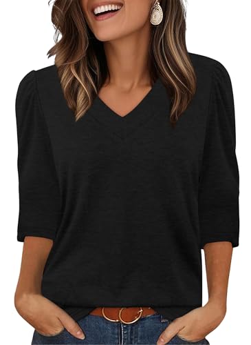 Black Tops for Women Dressy Casual 3/4 Length...