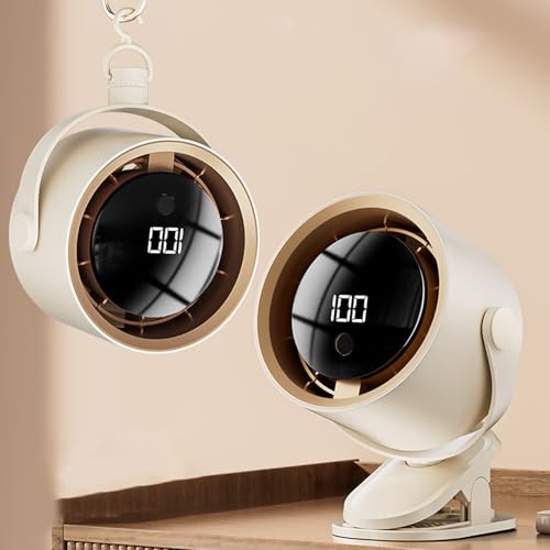 Ventilateur à clip rechargeable USB extérieur maison avec écran LED et pince de bureau