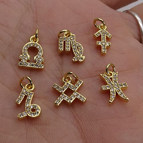 Women Pendant Necklace,Birthday Christmas Anniversary Jewelry Gifts，1Pc 12 Zodiac Signs Necklace Pendant Diy Jewelry Making Copper Rhinestone Shiny Mini Bracelet Charm Charm Gift - White Gold Libra #TOP4