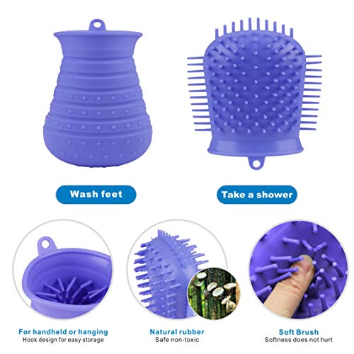 Idepet Dog Paw Cleaner Cup With Towel Pet Foot Washer Protable Dogs Cleaning Brush For Puppy Cats Massage Grooming Dirty Claws (Purple) #TOP3