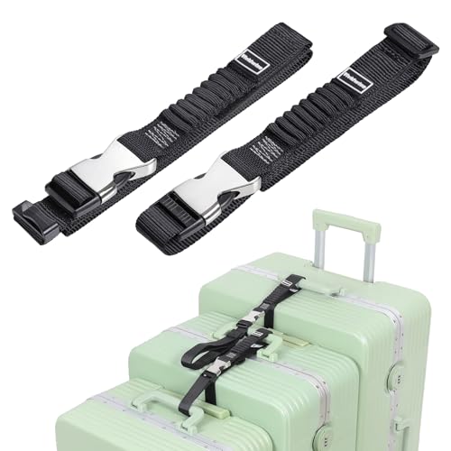 Luggage Straps, Stretchable Luggage Connector Straps for Suitcases, Metal Buckle Add A Bag Adjustable Attachment Accessories Belts